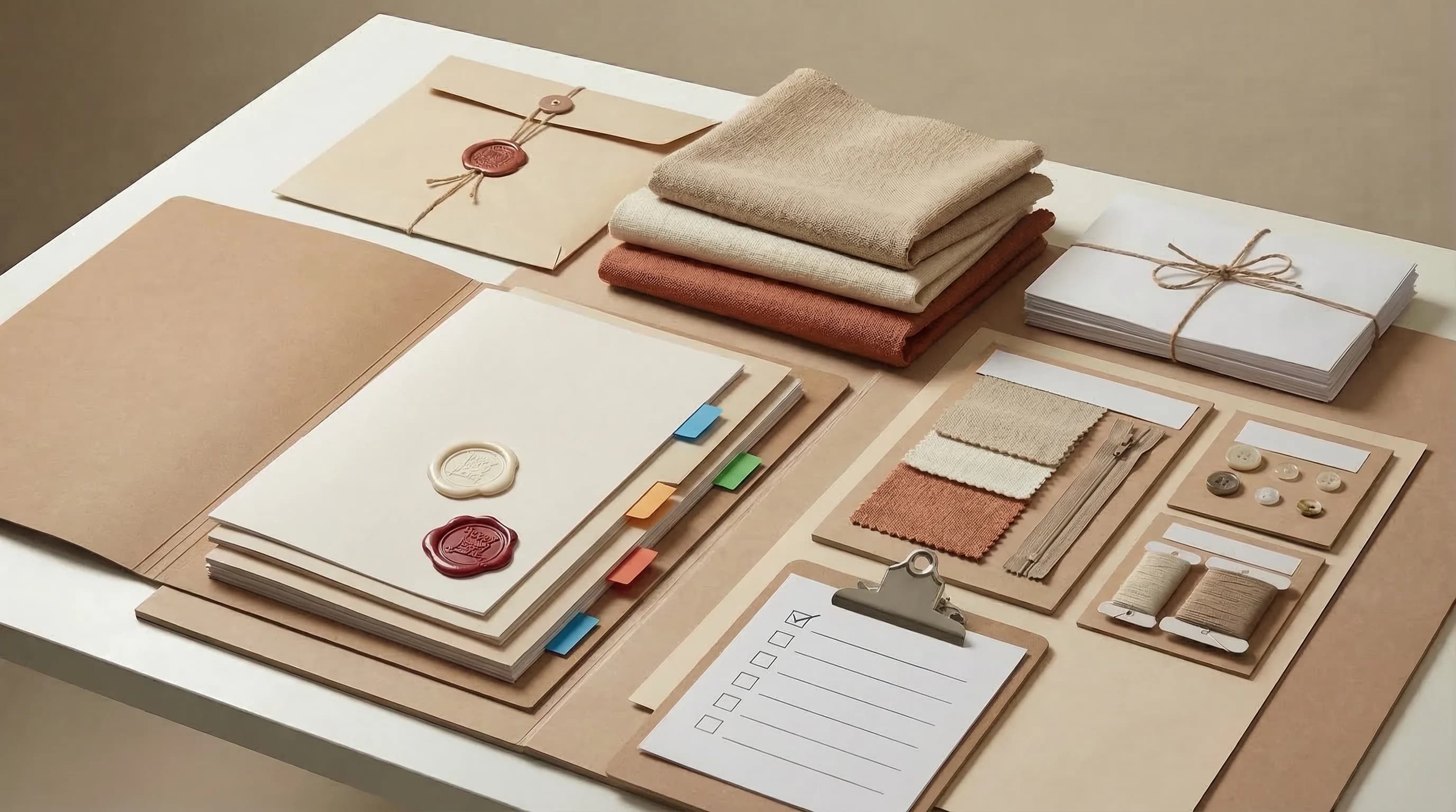 Editorial workflow setup with review packet, approval markers, material references, and export-ready documents